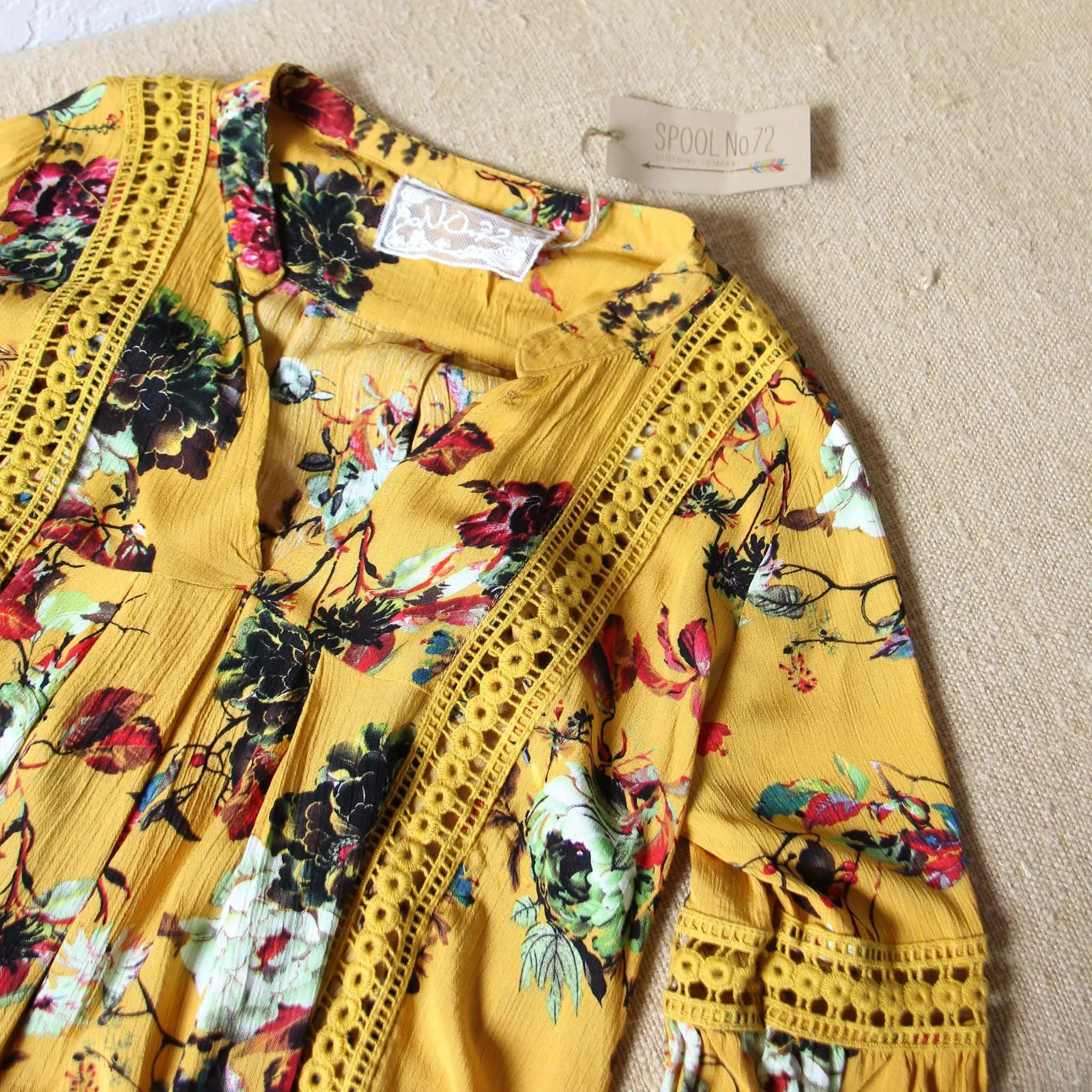 Gypsum Floral Tunic in Mustard