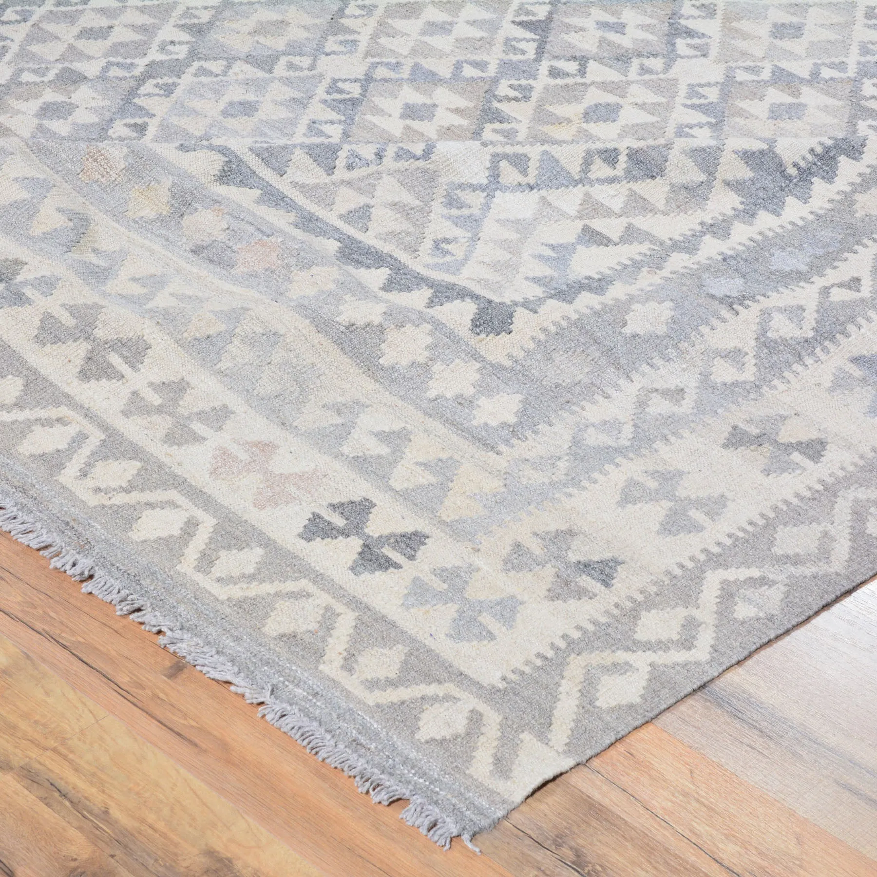 Hand-Woven Miamna Reversible Kilim Wool Afghan Rug (Size 8.9 X 11.4) Cwral-6765