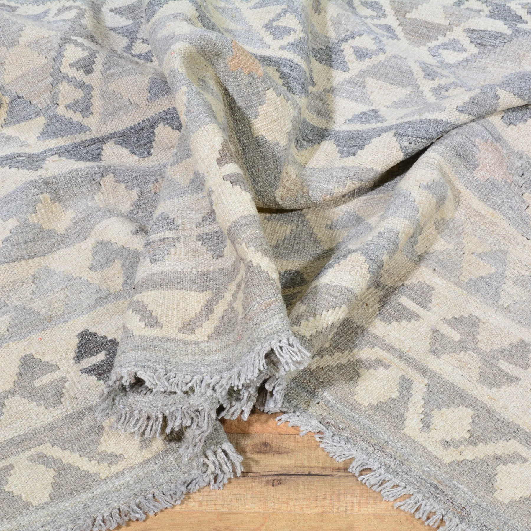 Hand-Woven Miamna Reversible Kilim Wool Afghan Rug (Size 8.9 X 11.4) Cwral-6765