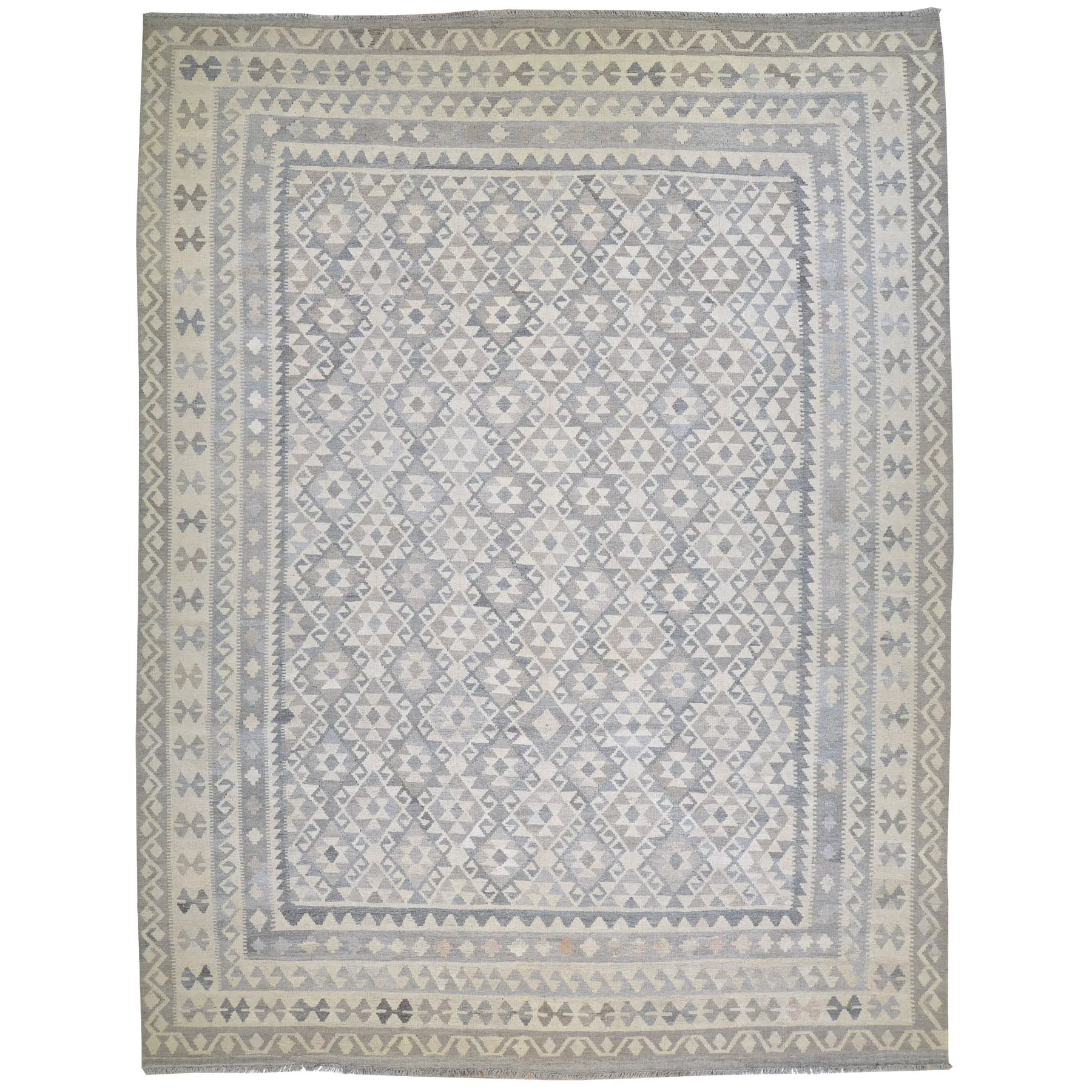 Hand-Woven Miamna Reversible Kilim Wool Afghan Rug (Size 8.9 X 11.4) Cwral-6765