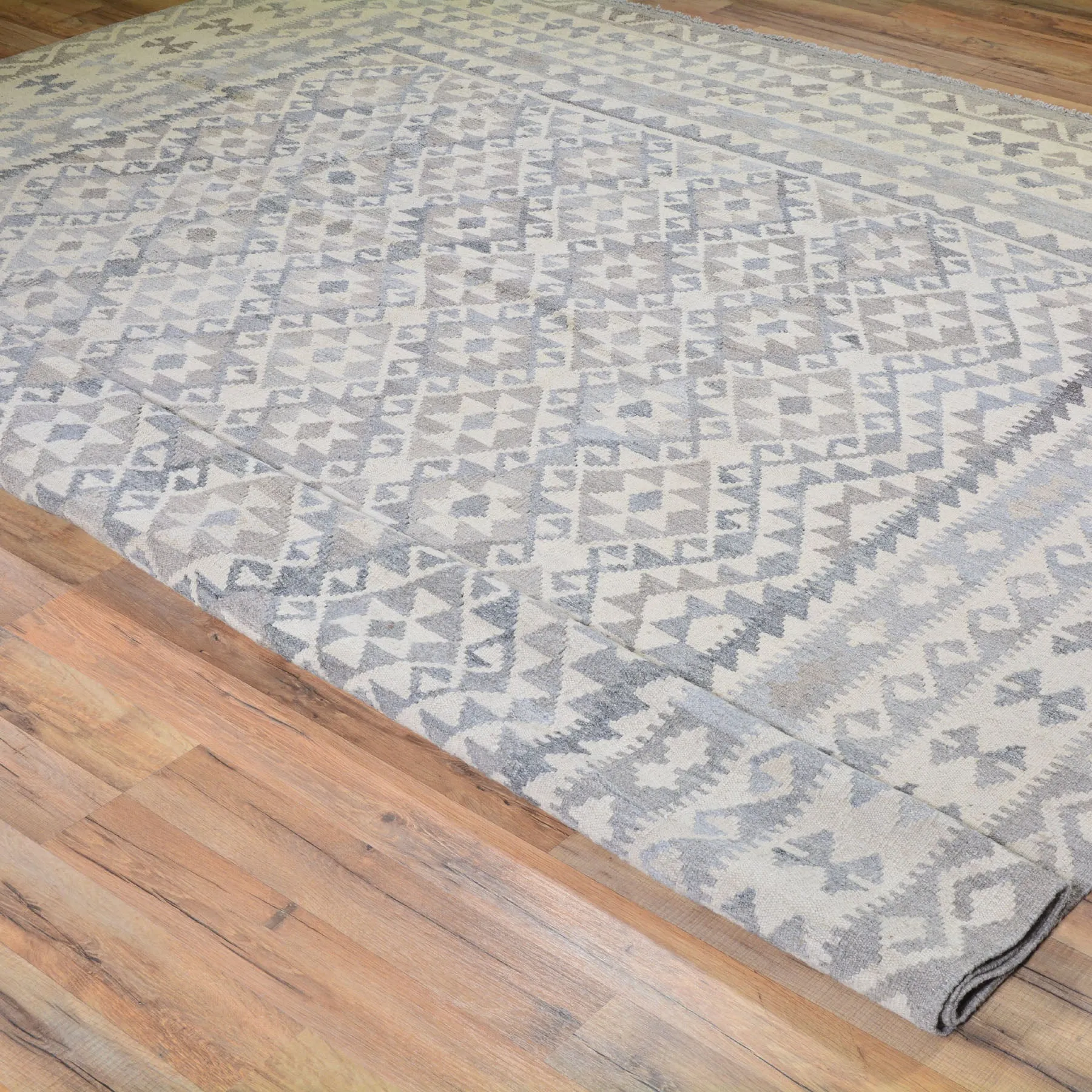 Hand-Woven Miamna Reversible Kilim Wool Afghan Rug (Size 8.9 X 11.4) Cwral-6765
