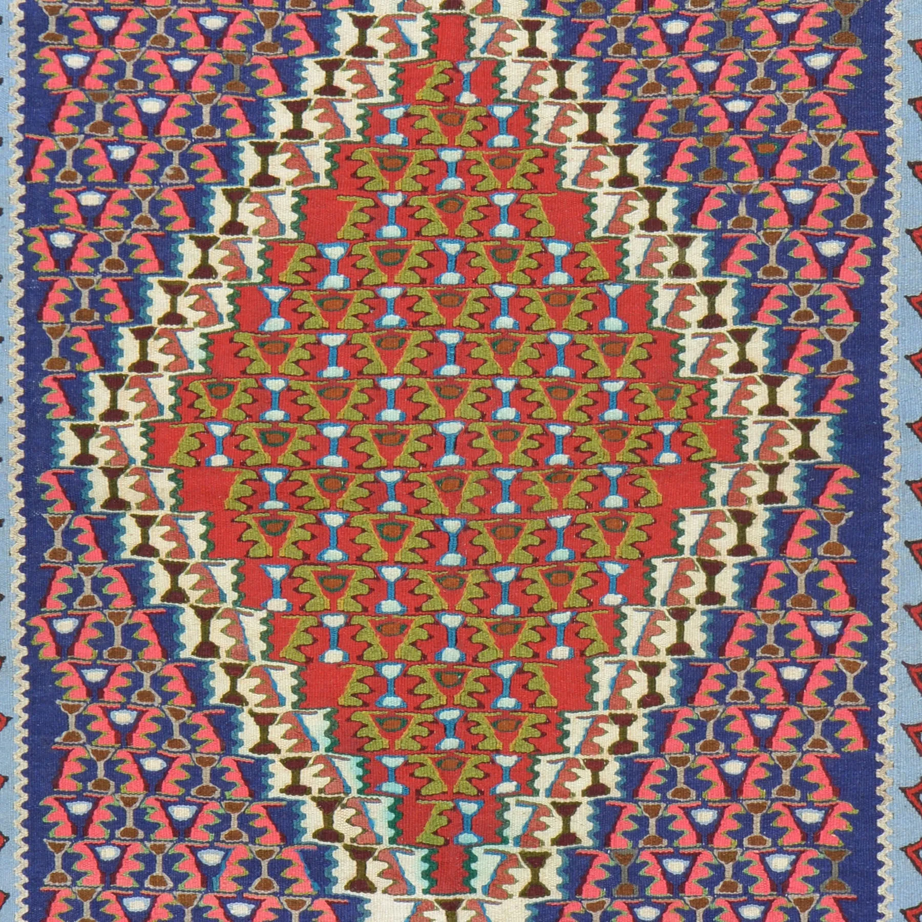 Hand-Woven Persian Sennah Kilim Village Rug 100% Wool (Size 3.9 X 5.1) Cwral-3123