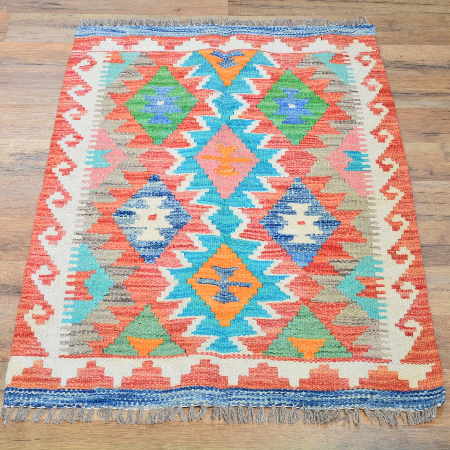 Hand-Woven Reversible Tribal Kilim Handmade Wool Rug (Size 2.0 X 2.11) Cwral-9327