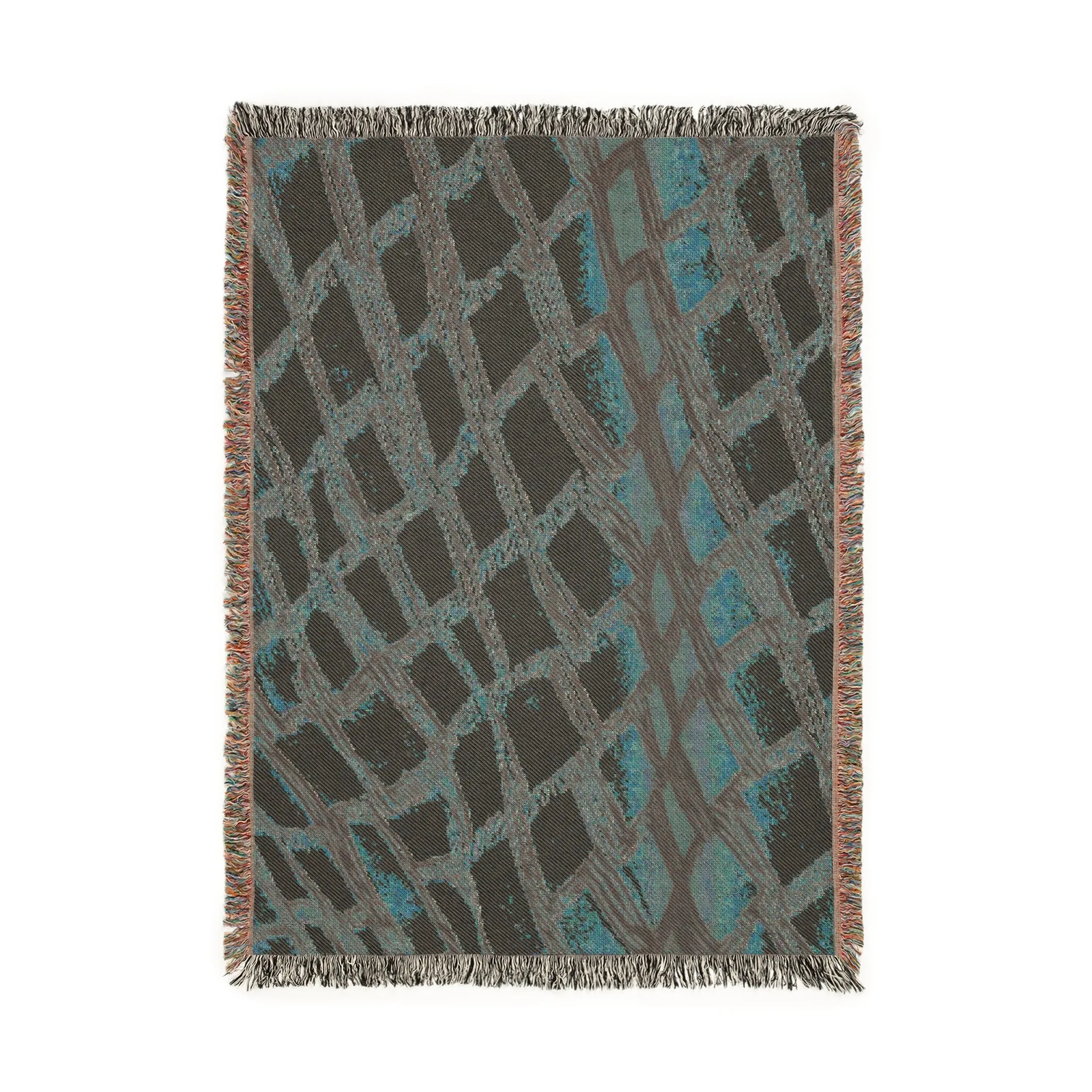 Handcrafted Geometric Pink and Black Woven Blanket