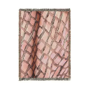 Handcrafted Geometric Pink and Black Woven Blanket
