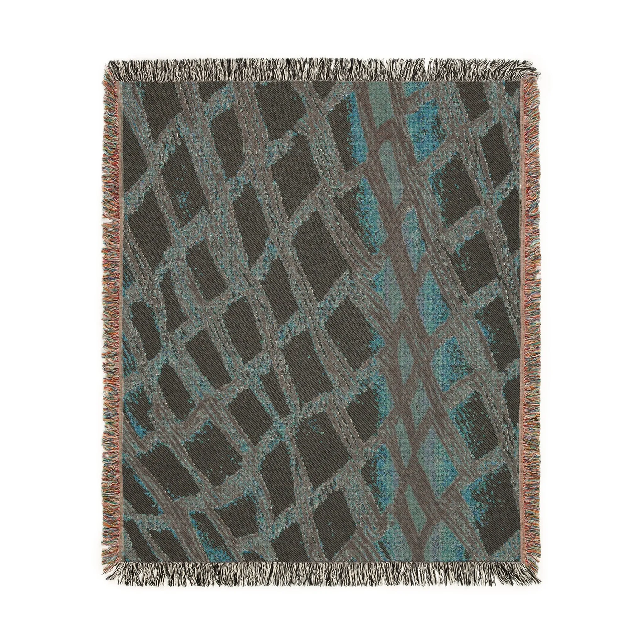 Handcrafted Geometric Pink and Black Woven Blanket