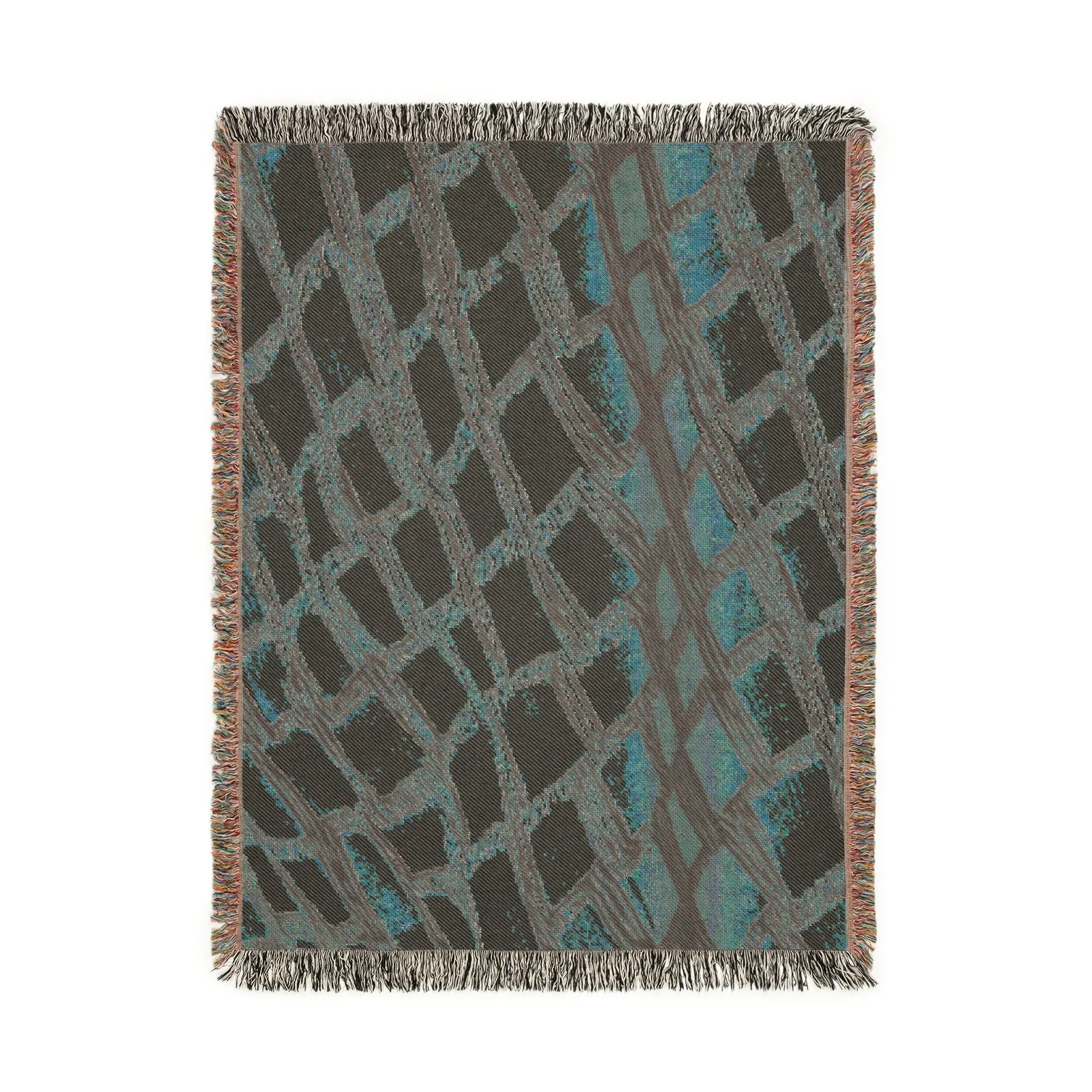 Handcrafted Geometric Pink and Black Woven Blanket