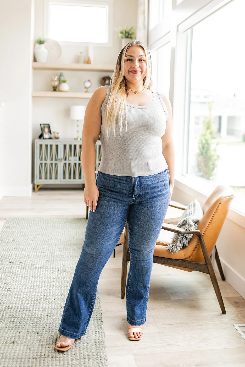 Hazel Blues® |  Just One More Ribbed Tank in Heather Grey