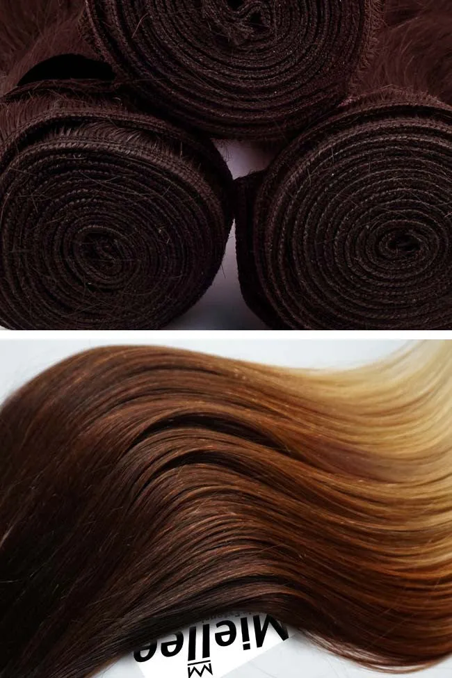 High Contrast Golden Ombre Machine Tied Wefts - Straight Hair