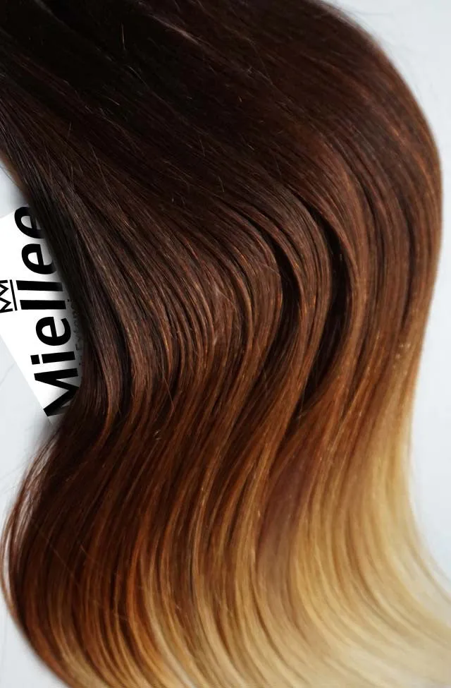 High Contrast Golden Ombre Machine Tied Wefts - Straight Hair
