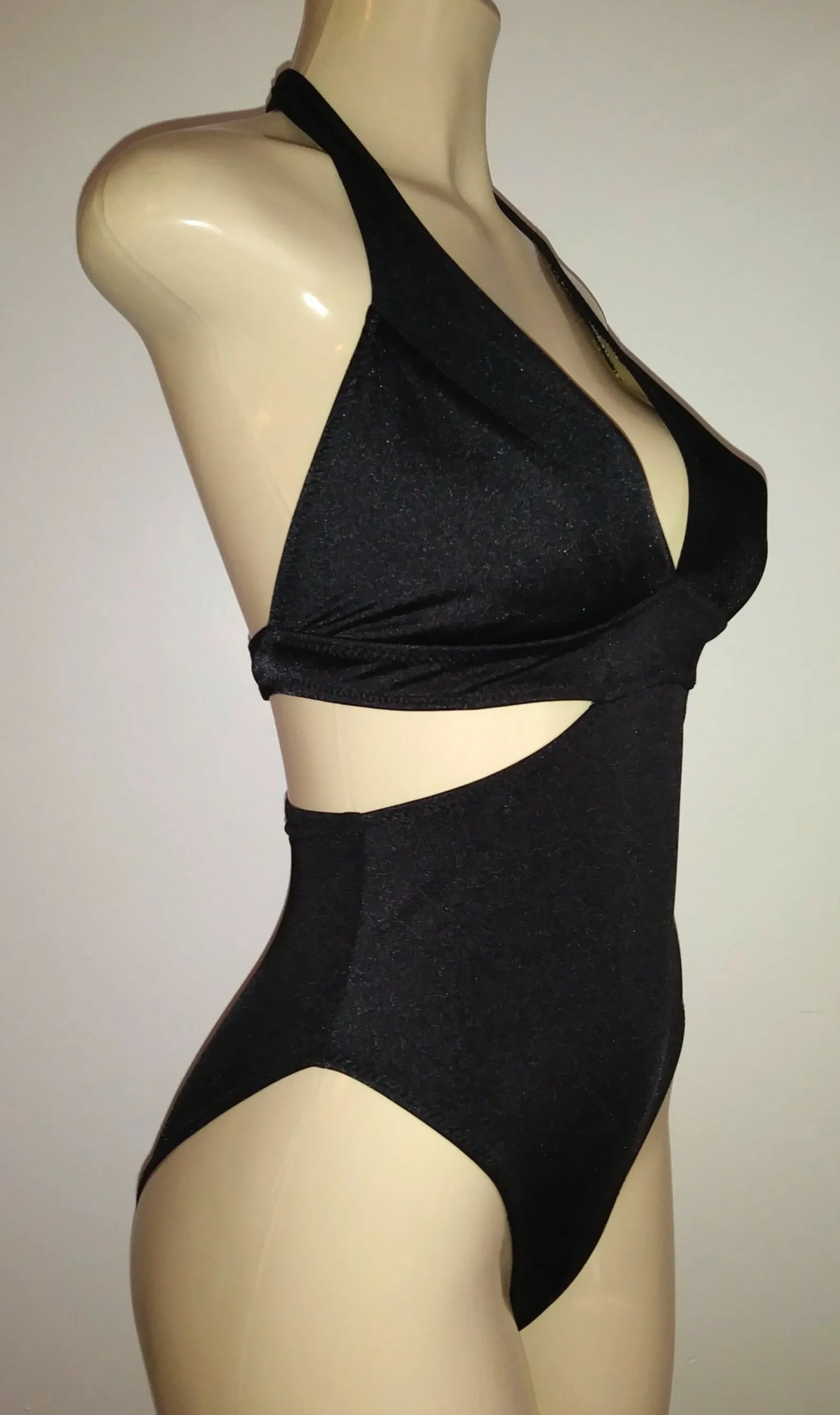 High Leg Halter One Piece Swimsuit