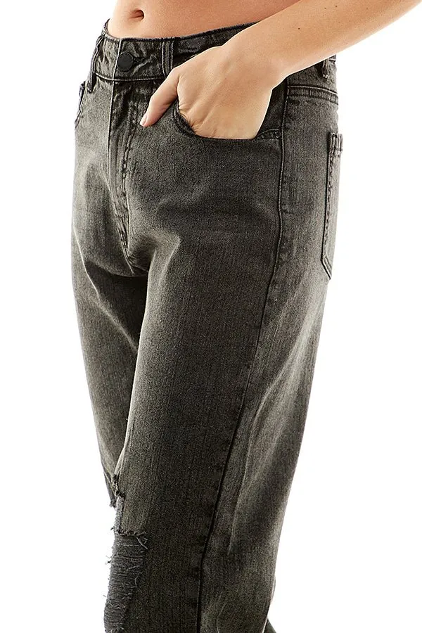 HIGH RISE RIPPED SLIM BOYFRIEND JEANS