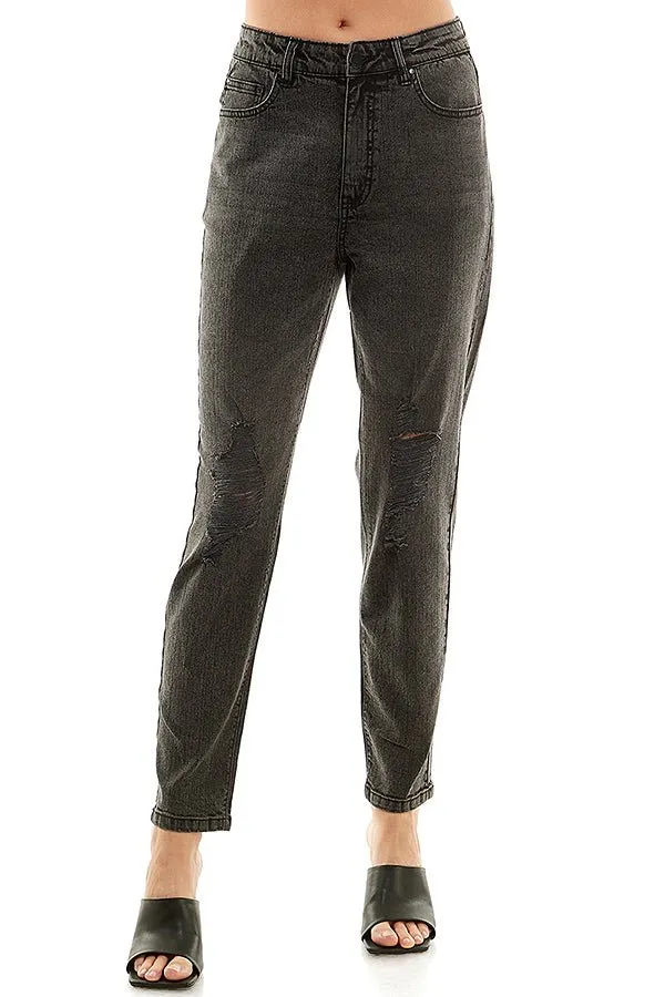 HIGH RISE RIPPED SLIM BOYFRIEND JEANS