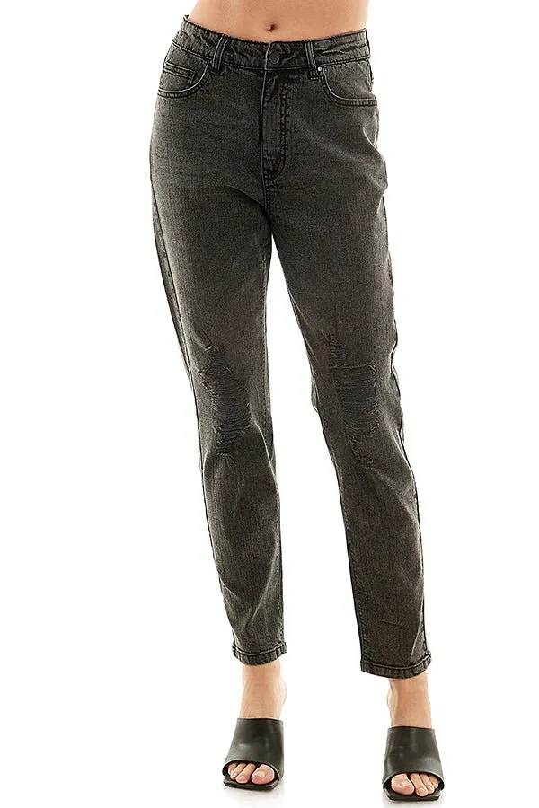 HIGH RISE RIPPED SLIM BOYFRIEND JEANS