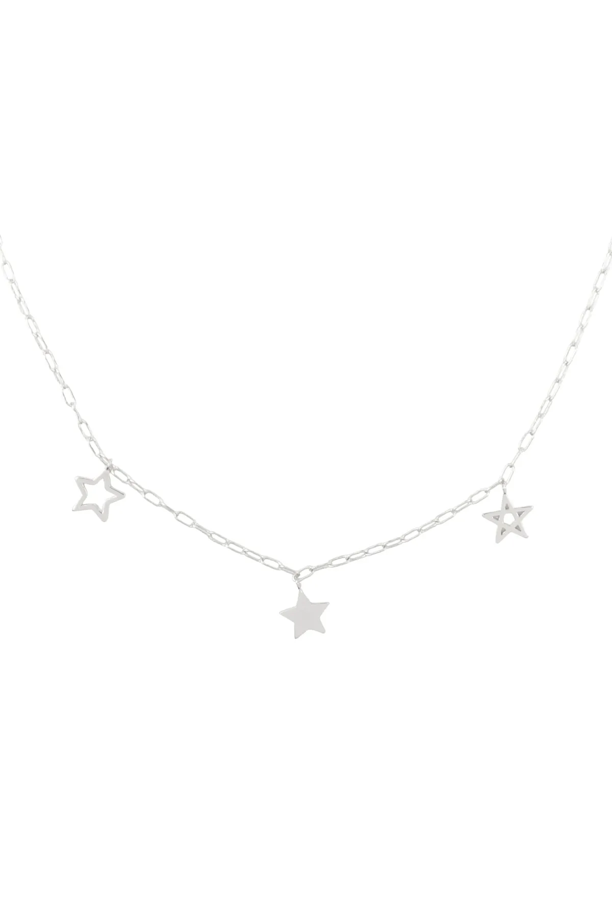 INB573 - THREE STAR CHARM CLIP CHAIN NECKLACE