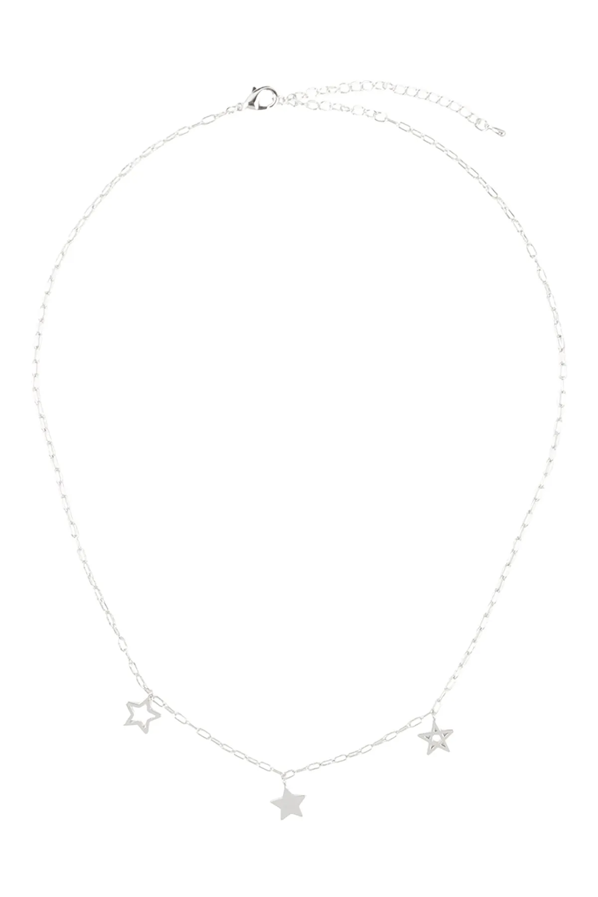 INB573 - THREE STAR CHARM CLIP CHAIN NECKLACE