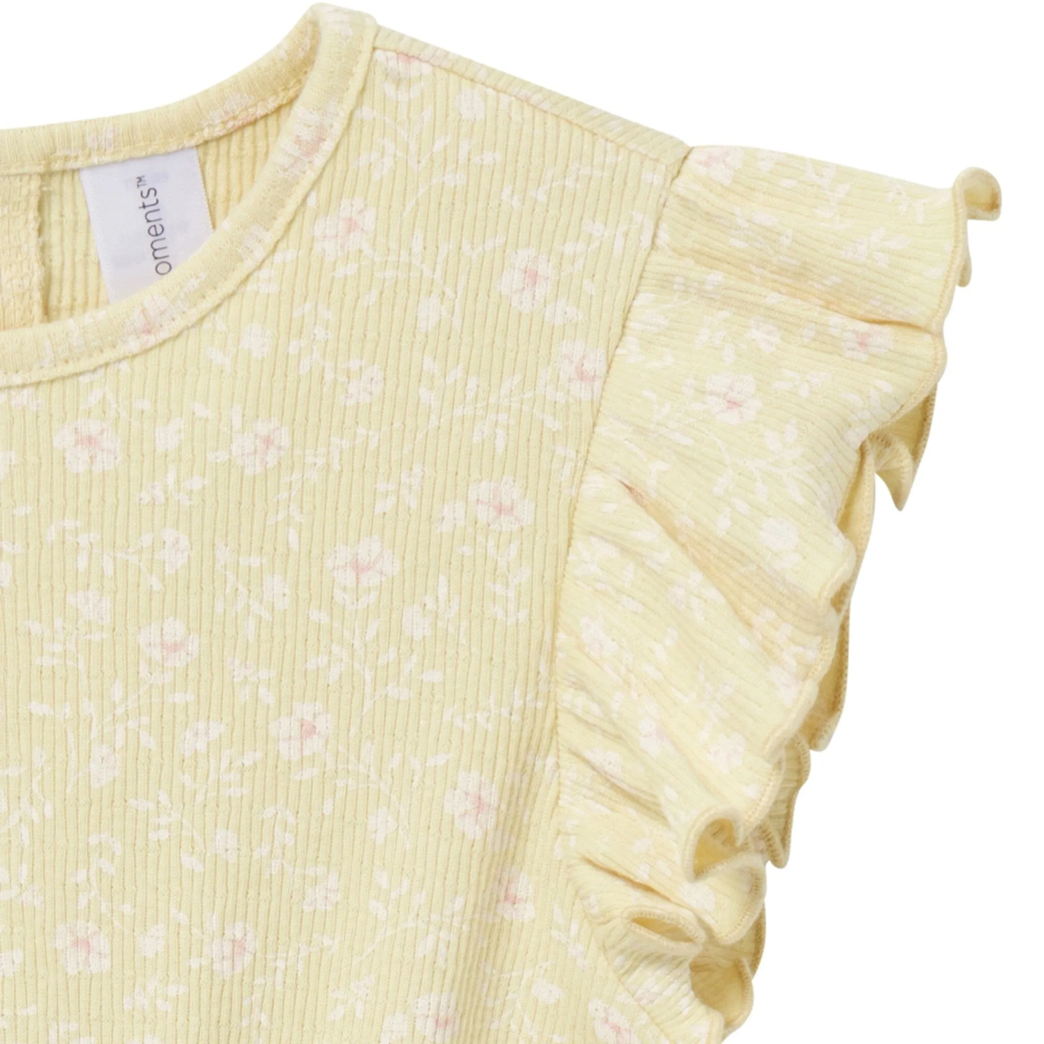 Infant & Toddler Girls Dusty Yellow Floral Flutter Sleeve Romper