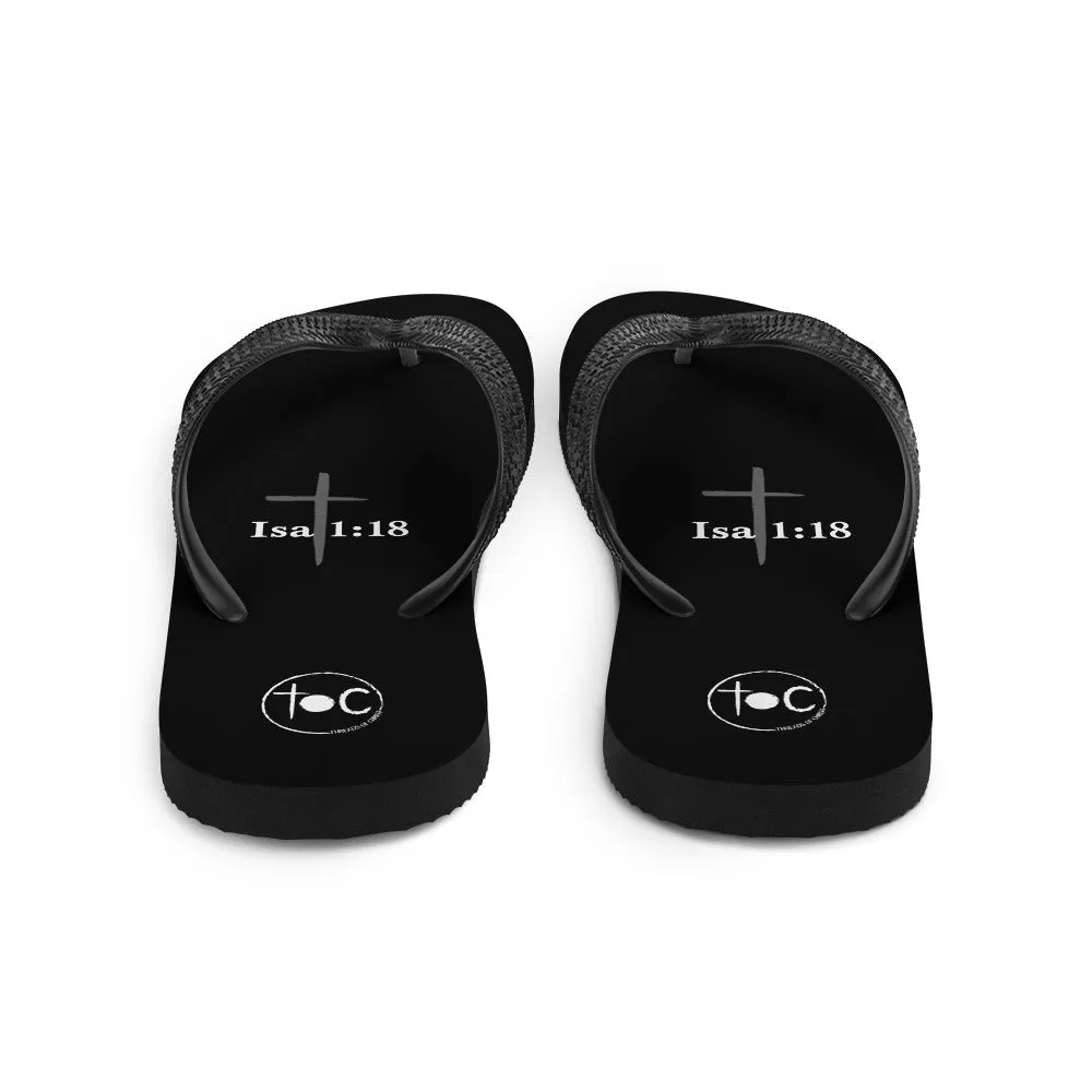 Isa 1:18 Light Gray Cross Flip-Flops