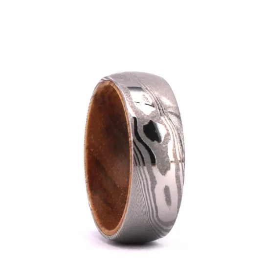 Island Steel - Damascus Koa Wood Men's Wedding Band 8MM