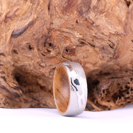 Island Steel - Damascus Koa Wood Men's Wedding Band 8MM
