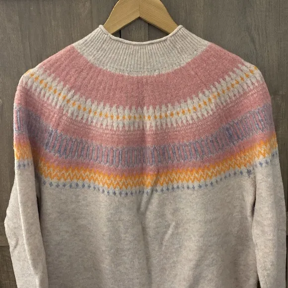 J. Crew FairIsle Yoke Rollneck Supersoft Yarn Womens Pullover Sweater Size Large