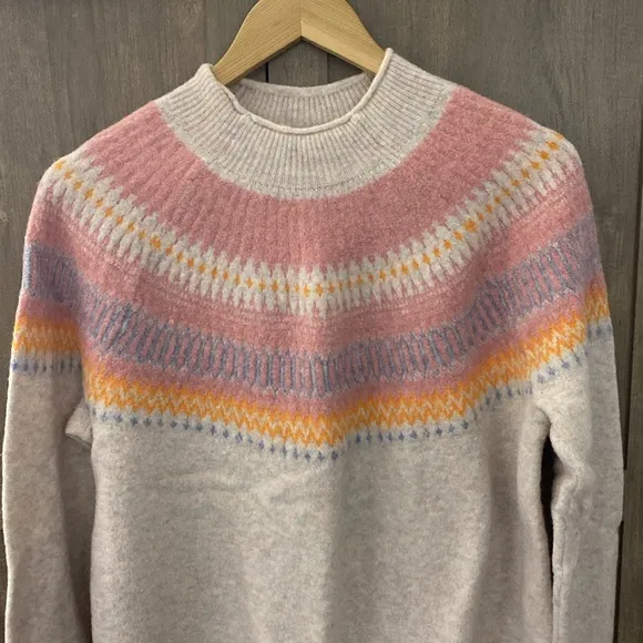 J. Crew FairIsle Yoke Rollneck Supersoft Yarn Womens Pullover Sweater Size Large
