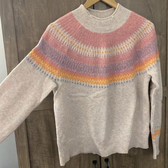 J. Crew FairIsle Yoke Rollneck Supersoft Yarn Womens Pullover Sweater Size Large