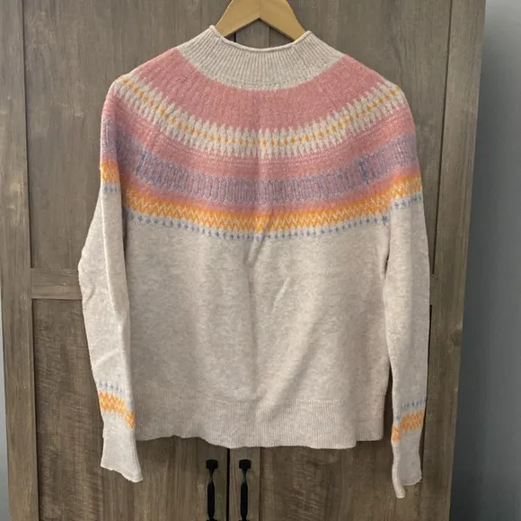 J. Crew FairIsle Yoke Rollneck Supersoft Yarn Womens Pullover Sweater Size Large