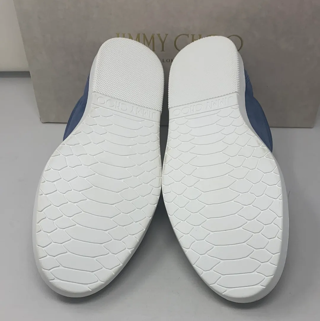 Jimmy Choo Medium Blue Suede Sneaker with Silver Stars