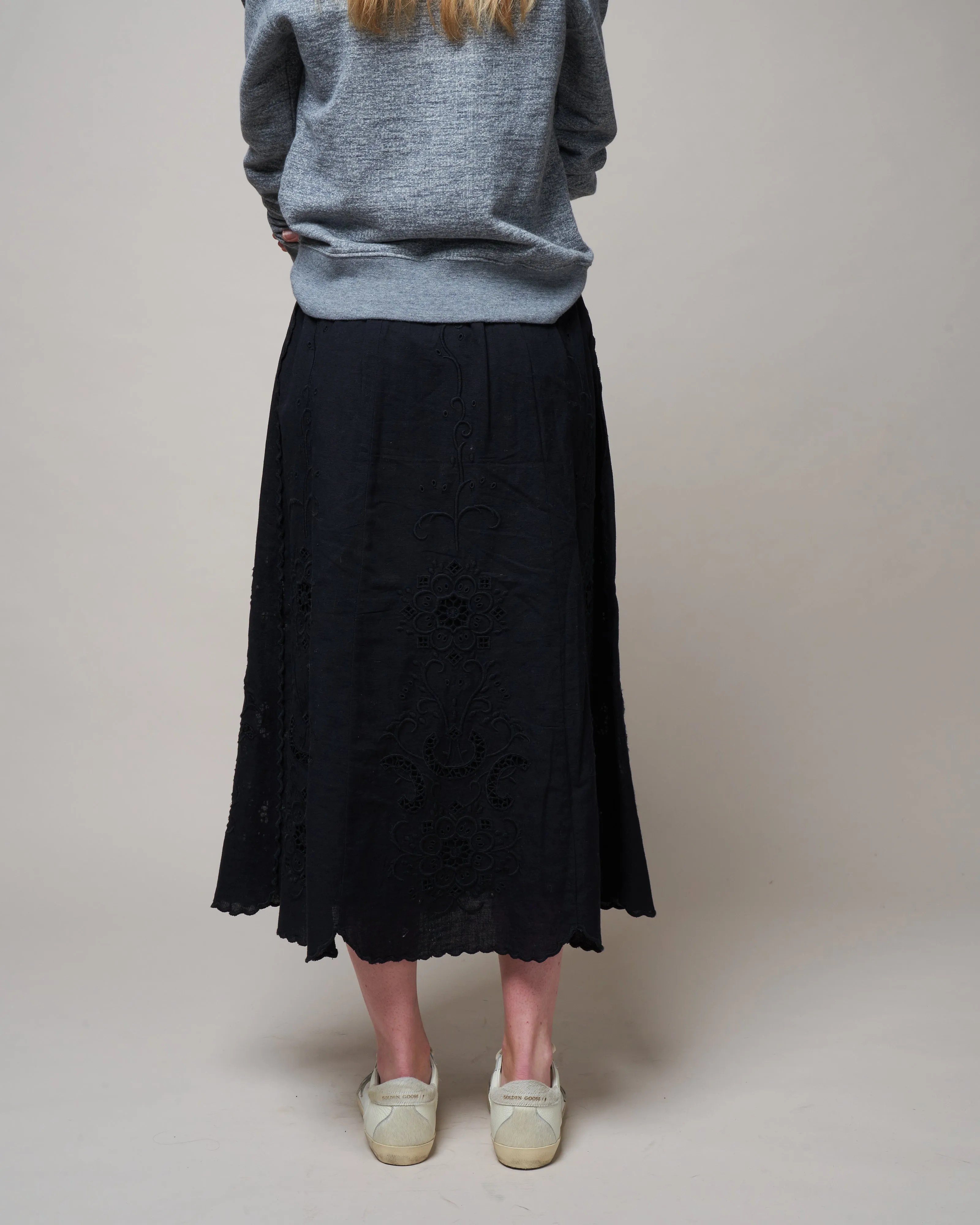 kiara emb button-down skirt - black