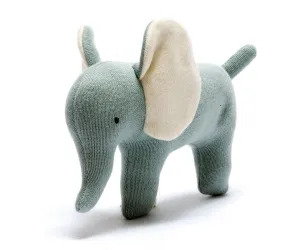 Knitted Organic Cotton Small Teal Elephant Baby Scandi Toy