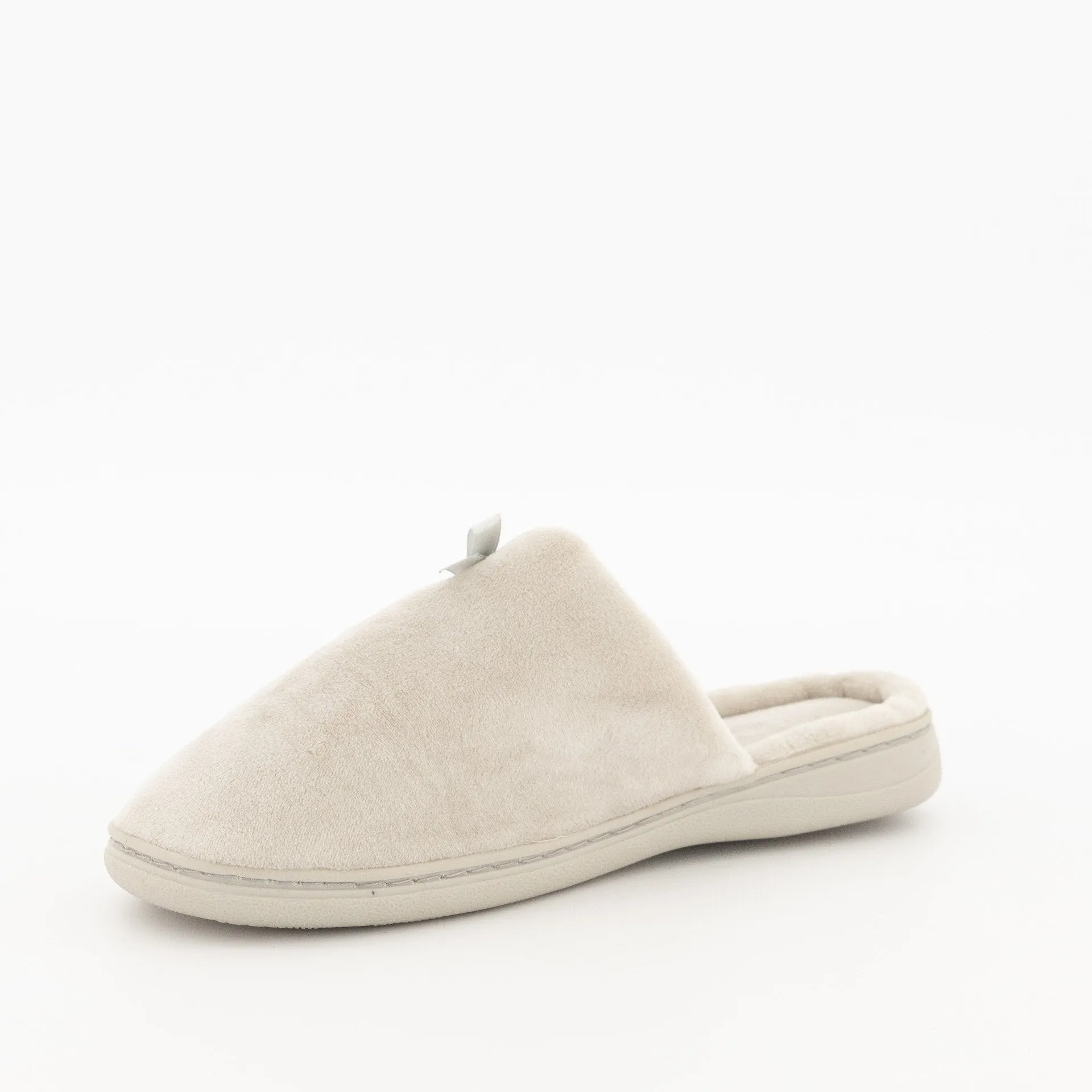 Ladies Buket Bow Closed Toe Slipper - Light Grey
