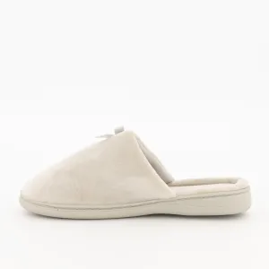 Ladies Buket Bow Closed Toe Slipper - Light Grey