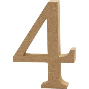 Large MDF Wooden Number 13 cm - Digit 4