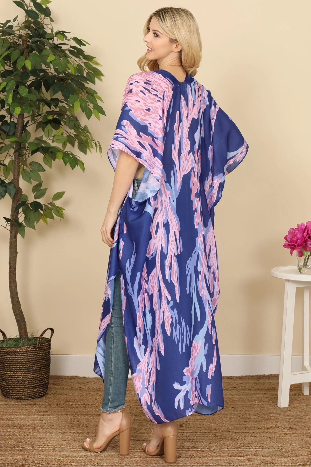 LEAF CRAWLER PRINT SUMMER LONG KIMONO