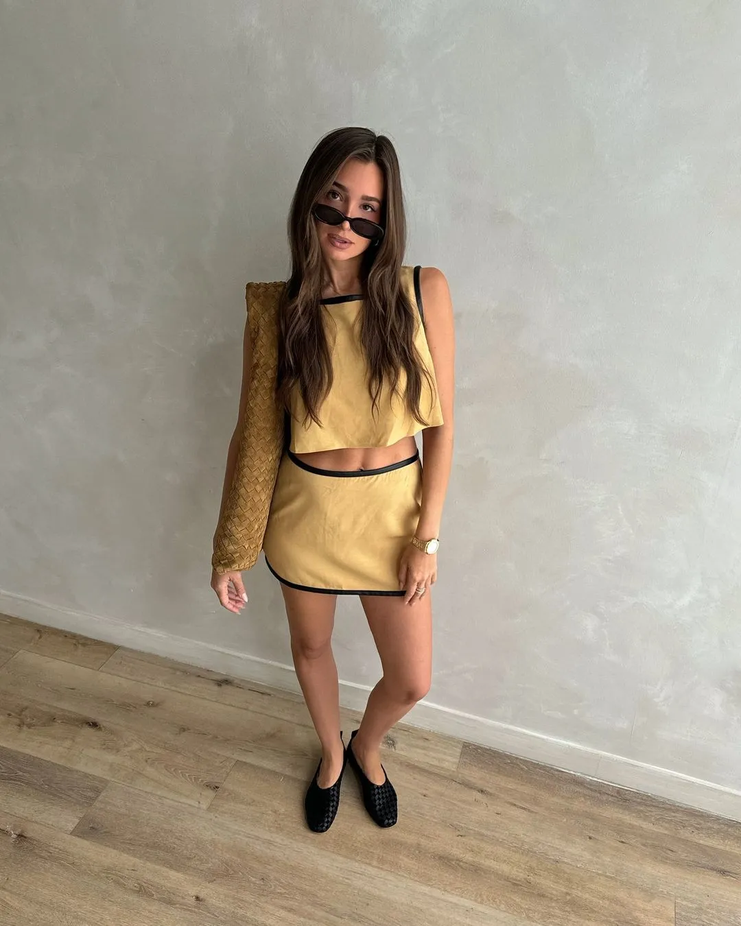 Leather Trim Crop Top & Leather Trim Mini Skirt by We Wore What
