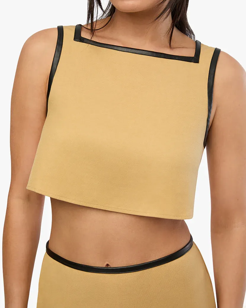 Leather Trim Crop Top & Leather Trim Mini Skirt by We Wore What
