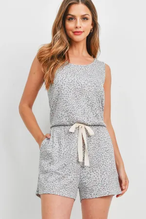 Leopard Tank Top Romper Front Tie