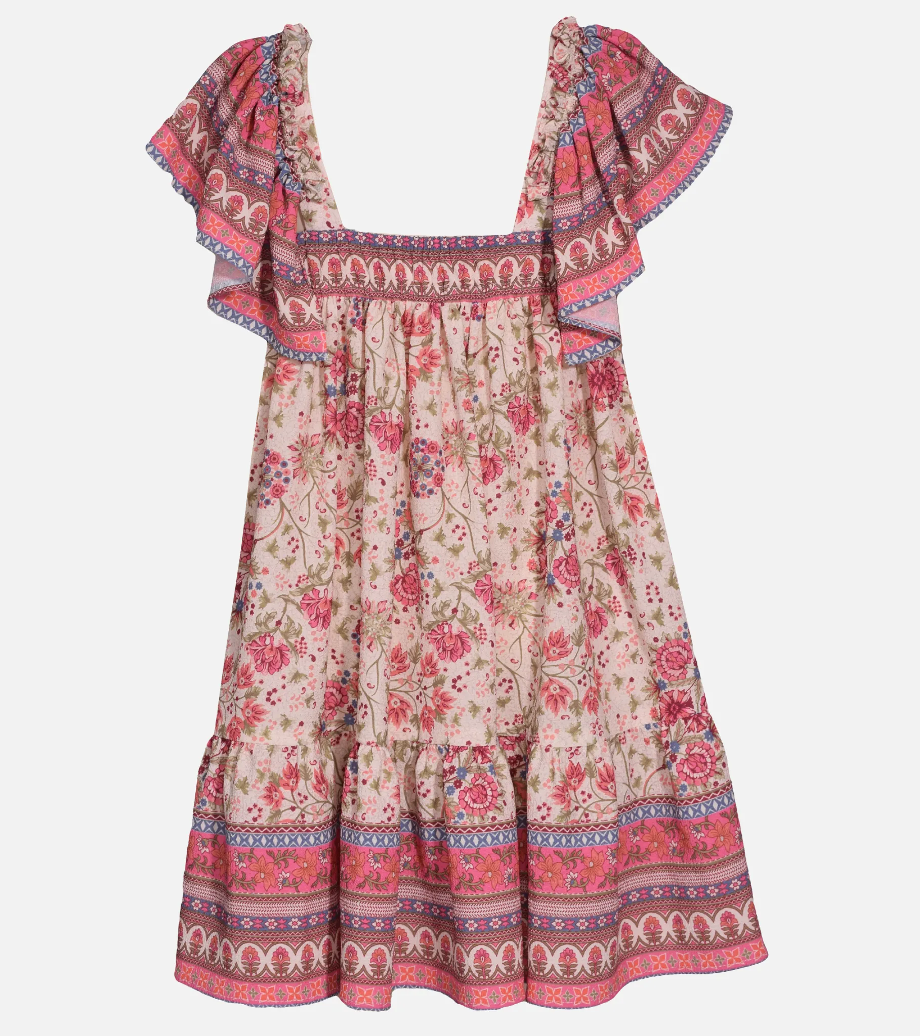 Lola Flutter Sleeve Dress with Macrame Bag
