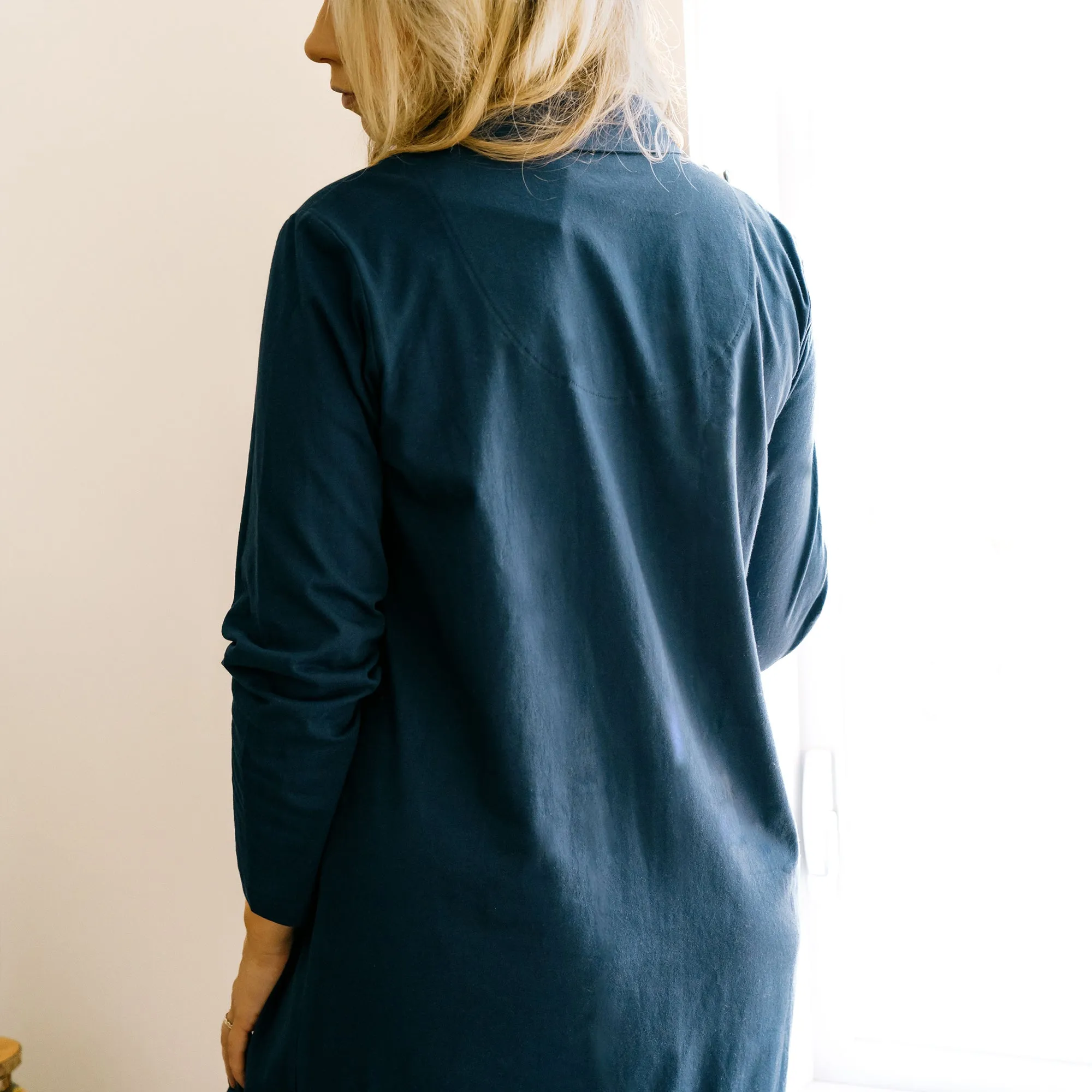 Long Sleeve Notched Collar Nightshirt