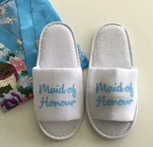 Maid of Honour Slippers - Light Blue Glitter Script, Style C