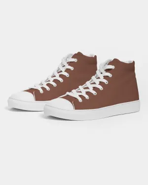 Medium Dark Red Brown Men's High-top Canvas Sneakers | Men's | Medium Dark Pastel Red Brown | C0M60Y60K60