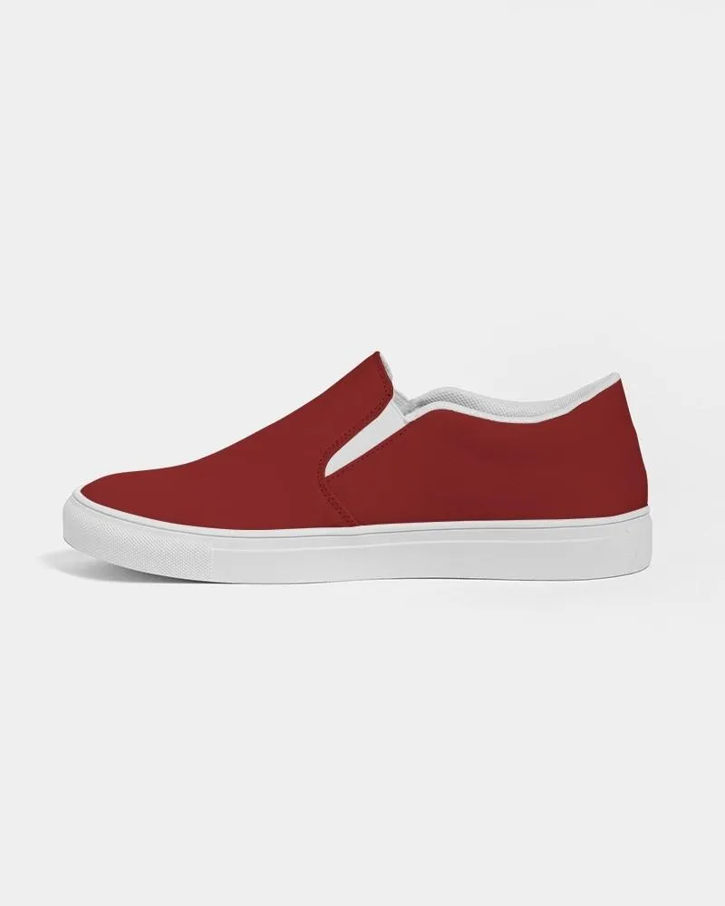 Medium Dark Red Slip-On Canvas Sneakers | Men's | Medium Dark Pure Red | C0M100Y100K60