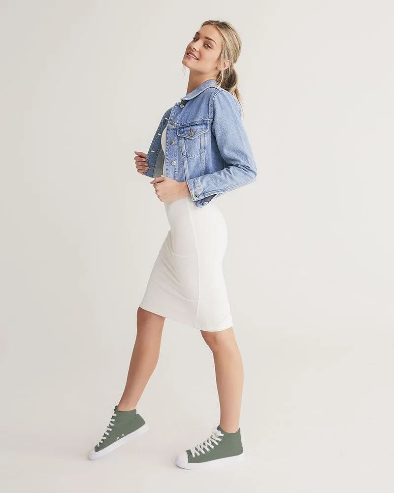 Medium Dark Warm Green Women's High-top Canvas Sneakers | Women's | Medium Dark Pale Pastel Warm Green | C15M0Y30K60