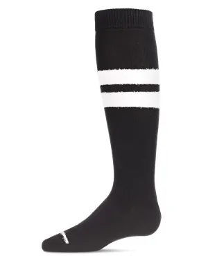 Memoi Fuzzy Stripe Cotton Blend Knee High Socks - Mkf-7106