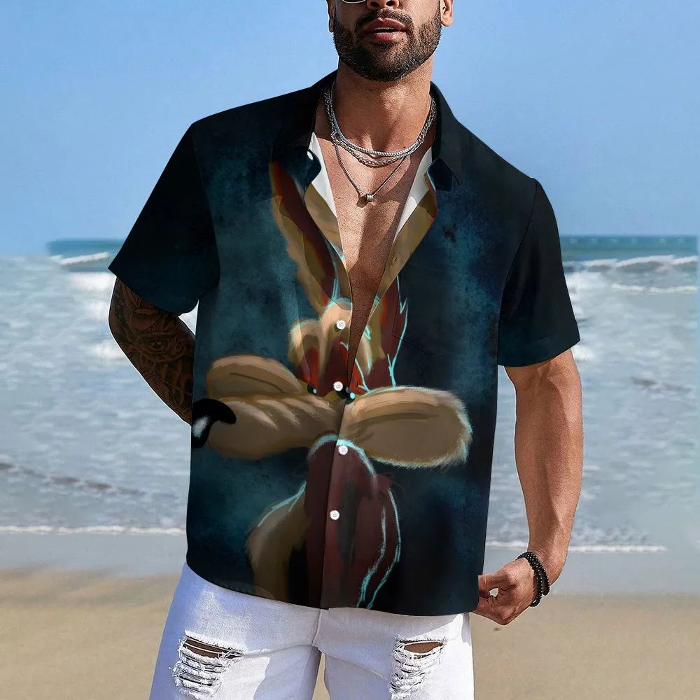 Men's Classic Retro Cartoon Print Short Sleeve Shirt 2407001906
