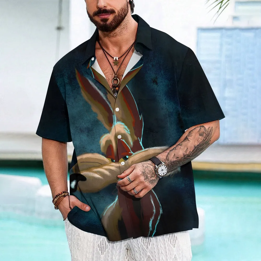 Men's Classic Retro Cartoon Print Short Sleeve Shirt 2407001906