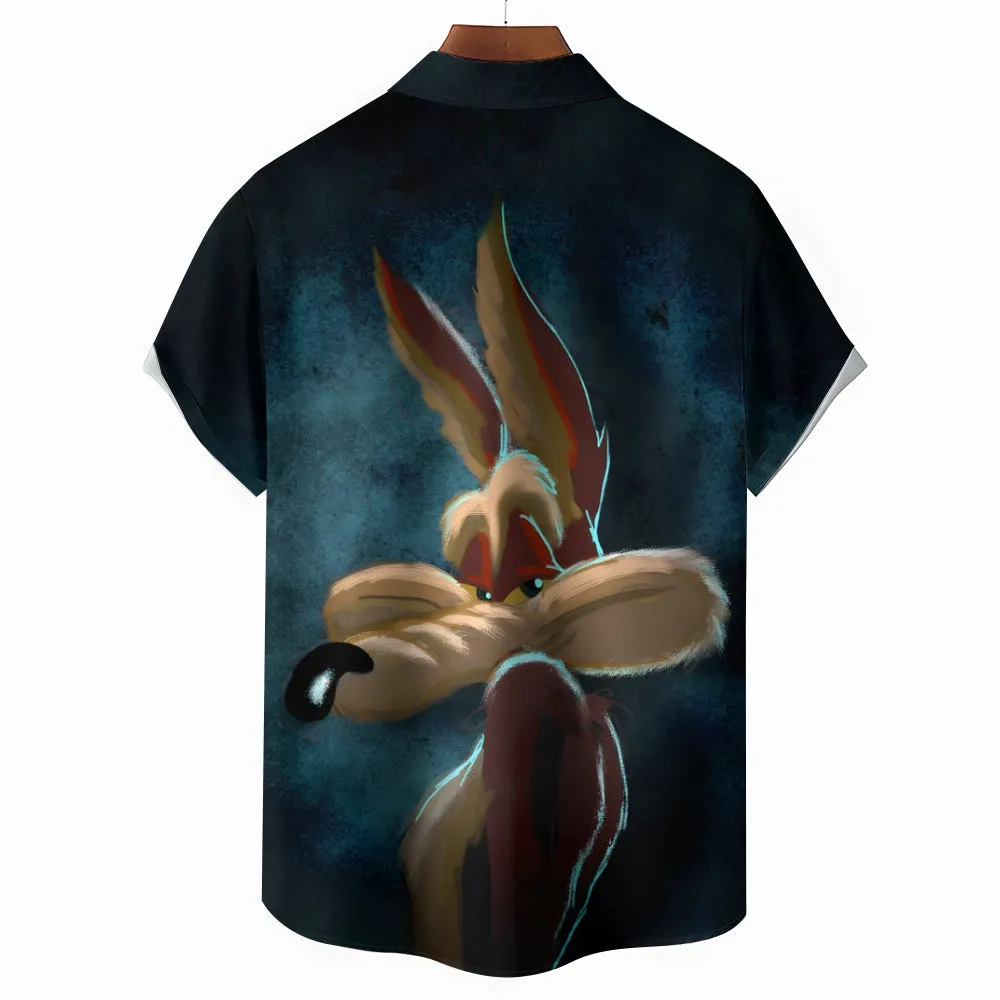 Men's Classic Retro Cartoon Print Short Sleeve Shirt 2407001906