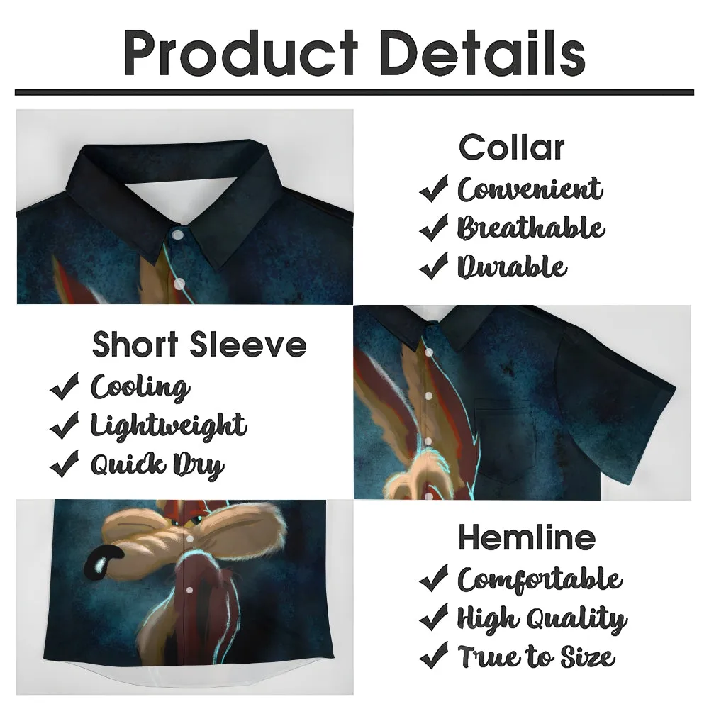 Men's Classic Retro Cartoon Print Short Sleeve Shirt 2407001906