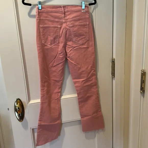 Mother Insider Crop Step Fray Pink Eraser Corduroy size 25 $238 retail
